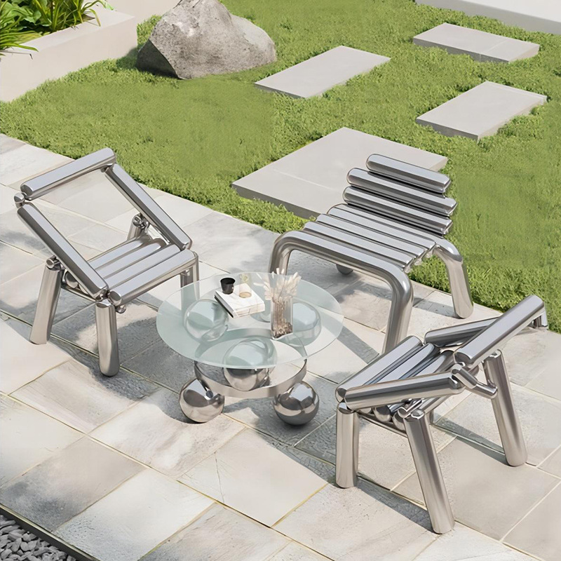 Outdoor Furniture Metal Chairs - Silla de acero inoxidable, taburete sencillo